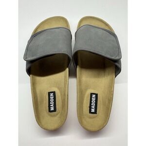 Madden Men Taisto Slide Sandals Mens 9 Gray Loungewear Vacation Grunge